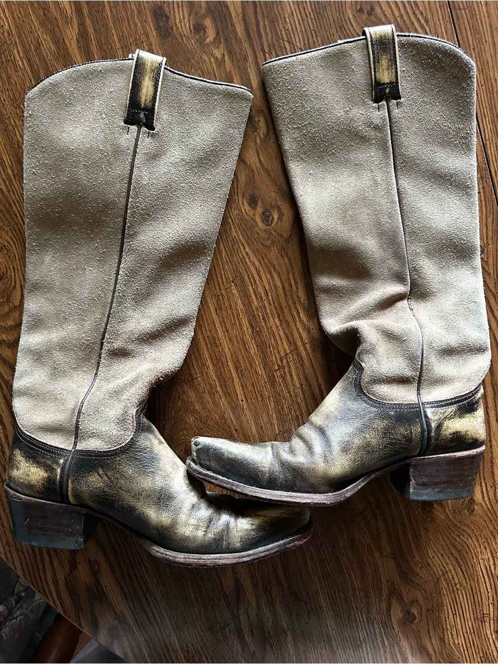 Frye Genuine Goodyear Welt Metallic Leather & Suede Mid-Calf Boots Women’s 6M